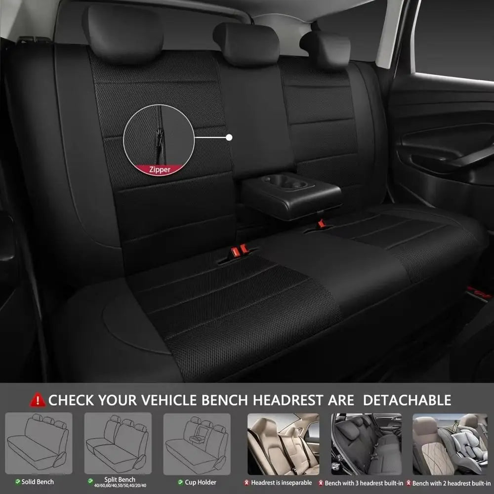 PU Leather Car Seat Cover Waterproof Quilted Seat Cushion Cover Full-Wrapped Sandwich Stitching Universal Car Seat Cover