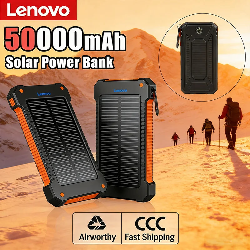Lenovo NewSolar PowerBank Portable 500000mAh Large Capacity Super Fast Charging Outdoor External Battery For Huawei Samsung 2026 Car Mobile World