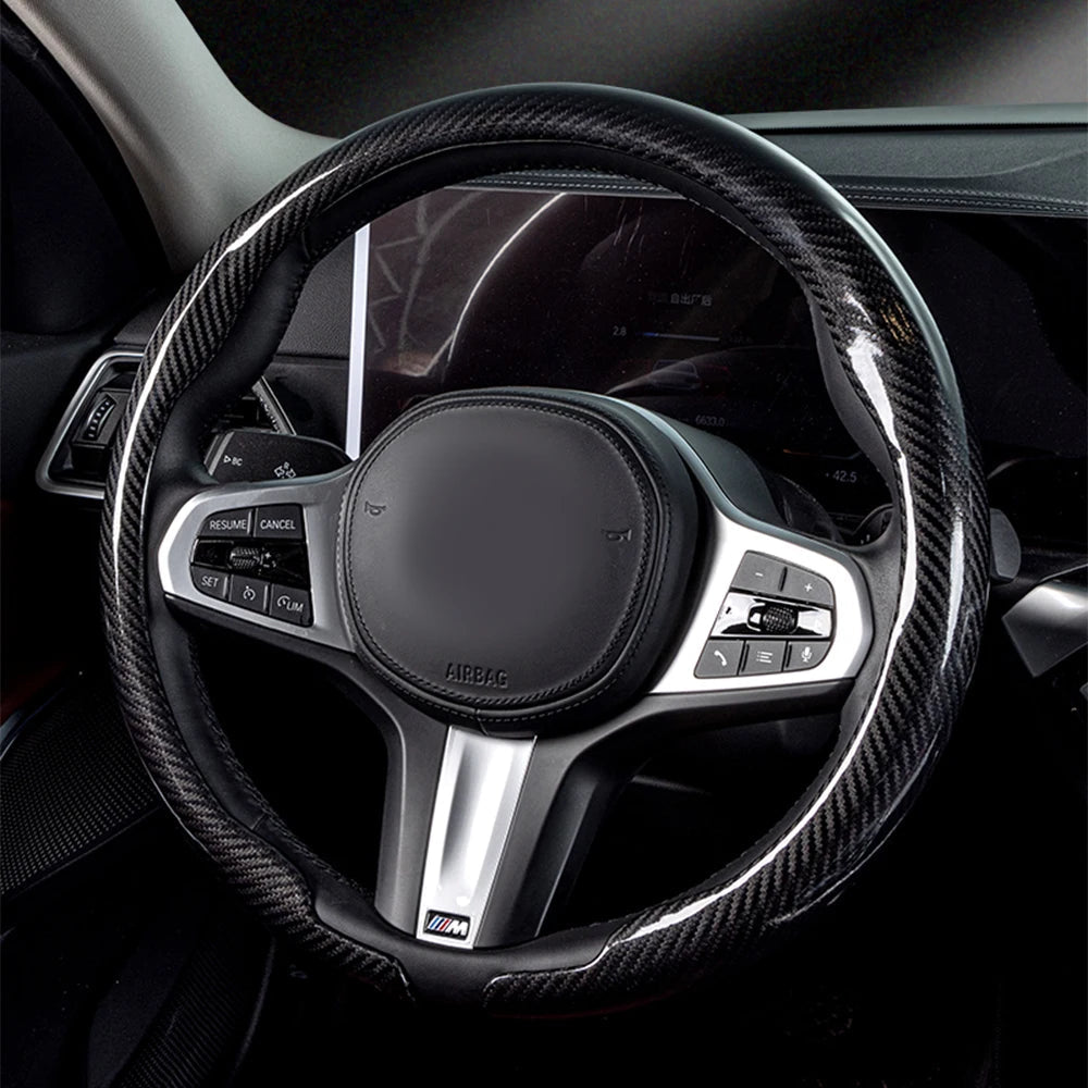 Steering Size 36-38cm Universal Non-slip D-shaped Round Breathable Car Steering Wheel Cover Protector Suitable Auto Accessories CM World