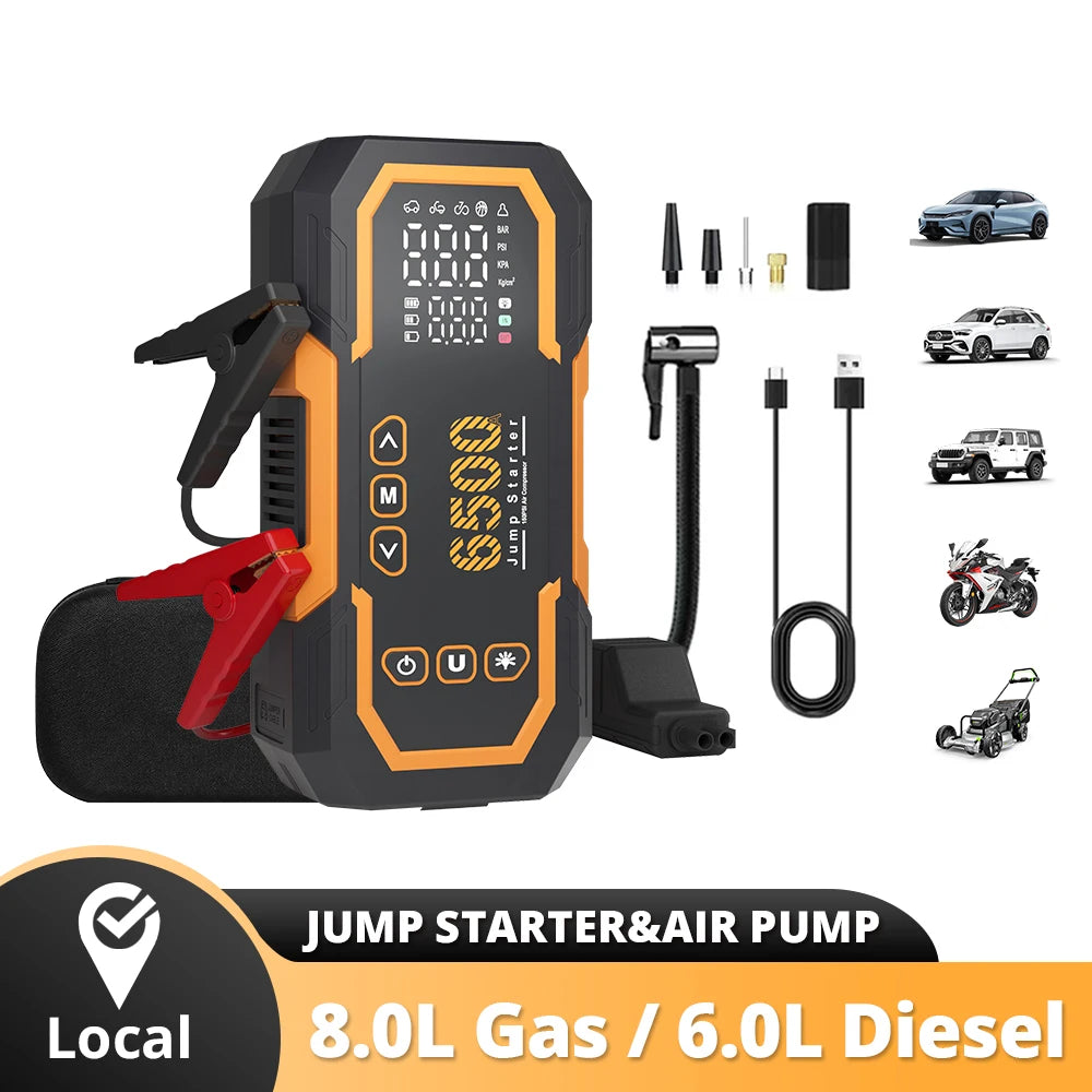 Power Bank 6500A 14V Car Battery Jumper Starter Booster Powerful Car Jump Starter Portable Charger Petrol Diesel Auto Starting Device Booster Emergency Starter Portable Power Generator Car Accessories Automotive Tools for 6.0