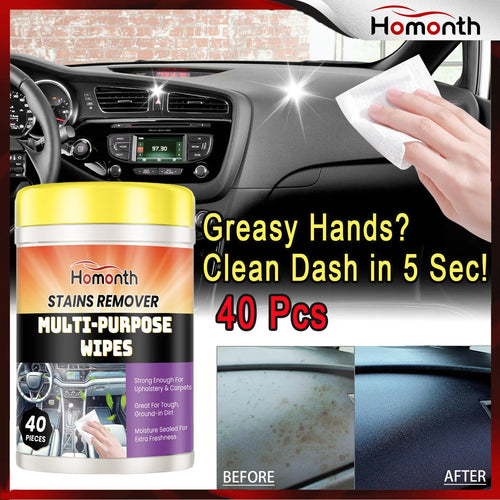 40PCS Car Interior Cleaning Wipes Multipurpose Wipes for Dashboard Leather Seats Screen Quick Cleaner Degreaser for Stains Dust CM World