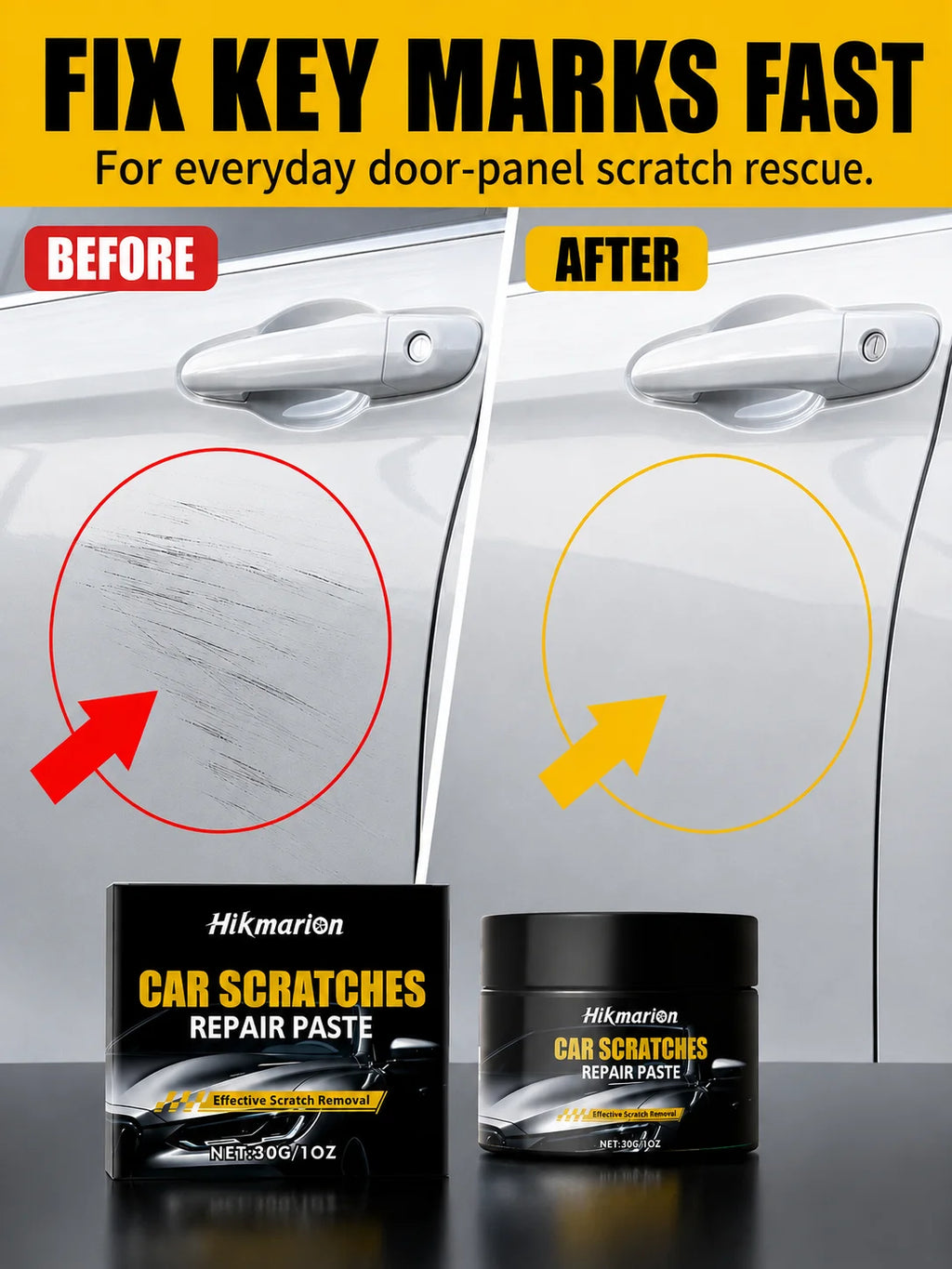 30g Car Scratch Repair Paste Auto Paint Scratch Remover Polishing Wax for Light Scratches Swirl Marks Scuffs Car Body Care