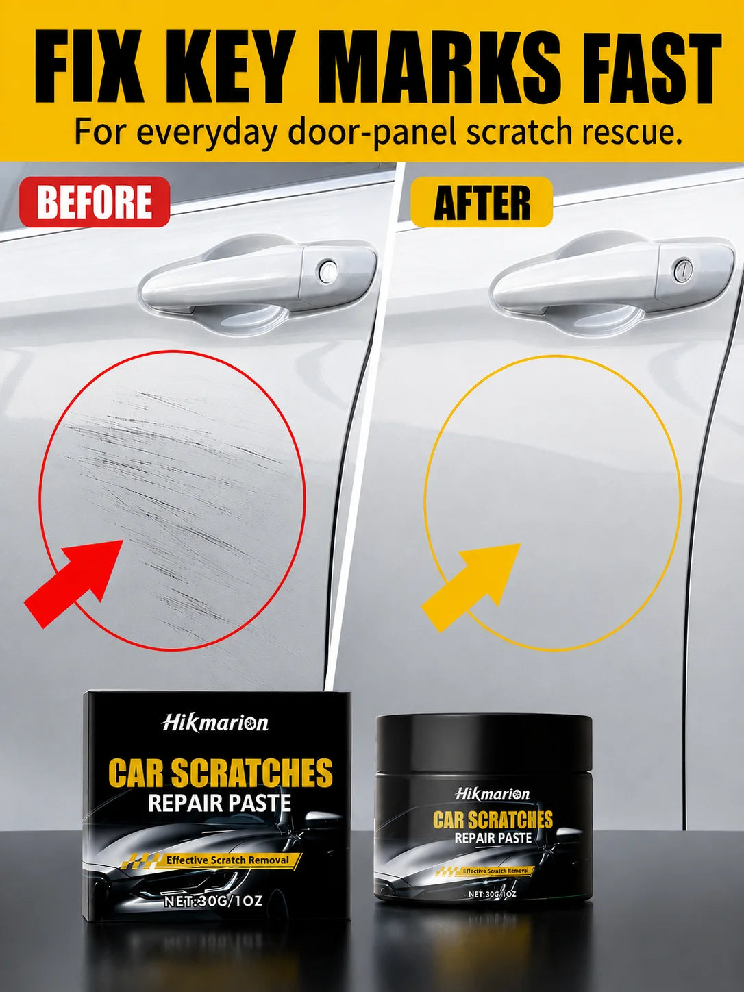 30g Car Scratch Repair Paste Auto Paint Scratch Remover Polishing Wax for Light Scratches Swirl Marks Scuffs Car Body Care