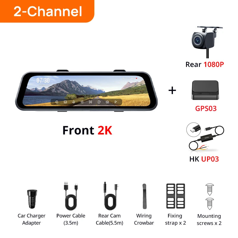 70mai Dash Cam S410 Touch Screen Full View 1944P External GPS 24H Parking Monitor Front and Backyup Car DVR Mirror 70mai S410