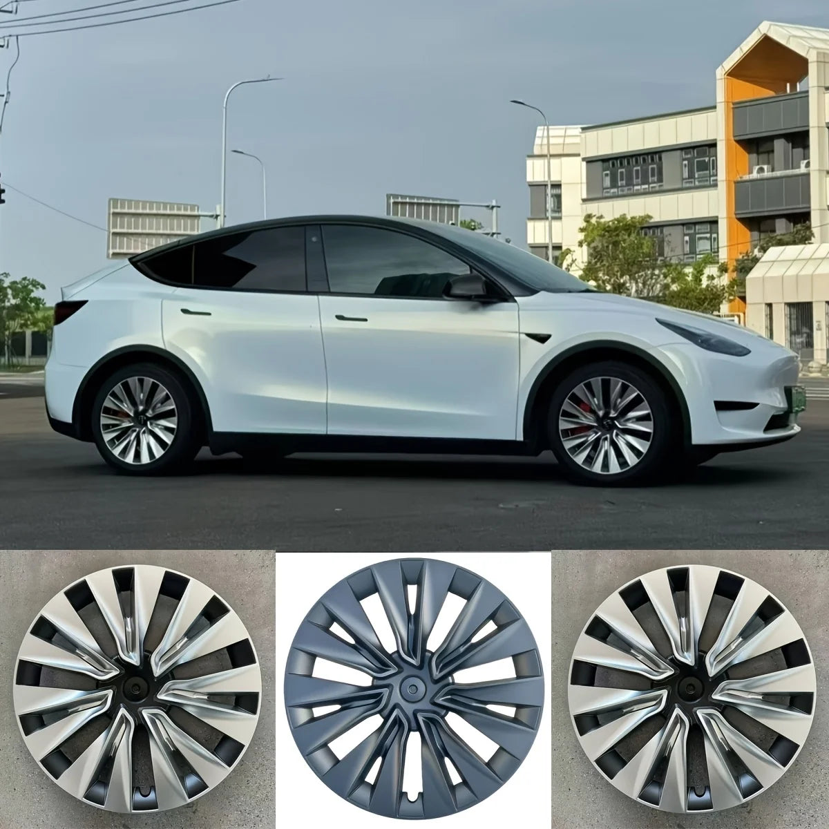 For Model Y 2024 2023 2022 2019-2025 19 Inch Wheel Hub Cap Replacement Decorative Rim Protector Guard Full Cover  Styling Parts