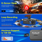 Kocam 4K Dash Cam Front and Rear Dual Channels Dashcam With 24H Parking Monitoring Night Vision DVR Recorder Black Box For Car
