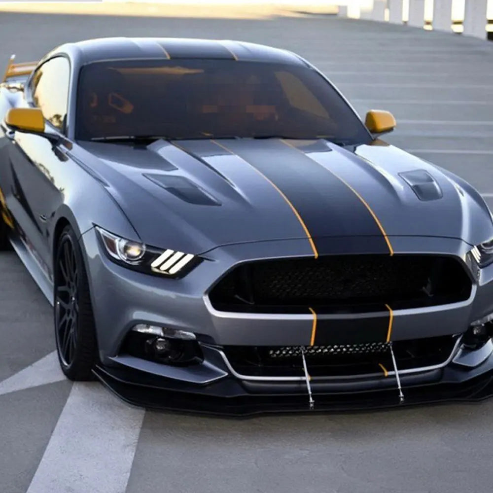 3Pcs Car Stickers Graphics Stripes Kit Vinyl Tuning Cover For Ford Mustang GT500 GT350 GT Auto Hood Bonent Roof Tail Decor Decal