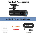 3840*2160P Car Dvr Dashcam 4K Dash Cam For Cars Drive Video Recorder Front Camera WiFi For Vehicle Supplies  24h Parking Night V Car Mobile World