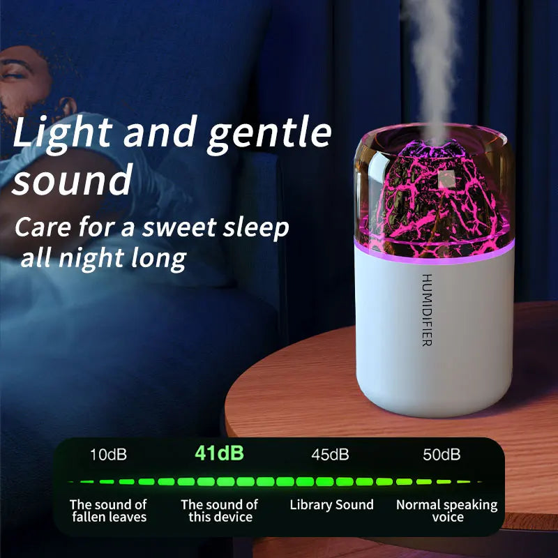 Mini Humidifier Air Purifier 180ML USB Aroma Essential Oil Diffuser Creative Volcano Color Light Mist Spray for Car Home Bedroom