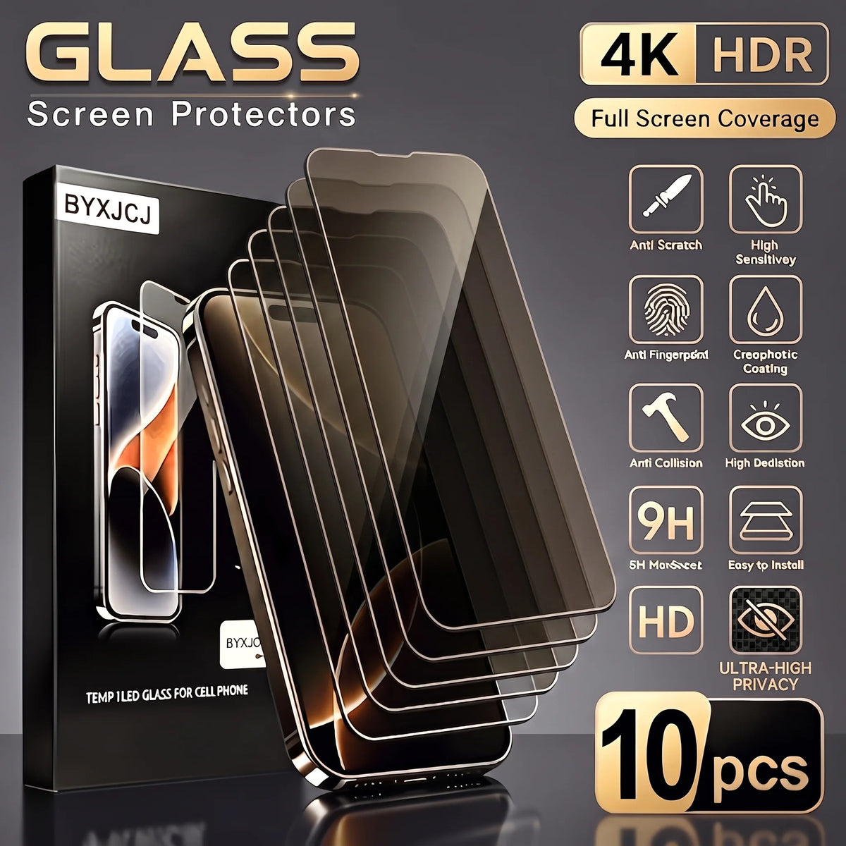 5pcs Privacy Protective Screen Protector for iPhone 18 17 16 15Pro Max Plus 17 Air 16e Full Coverage Tempered Glass for iPhone  16 Plus 17 Pro Max 18