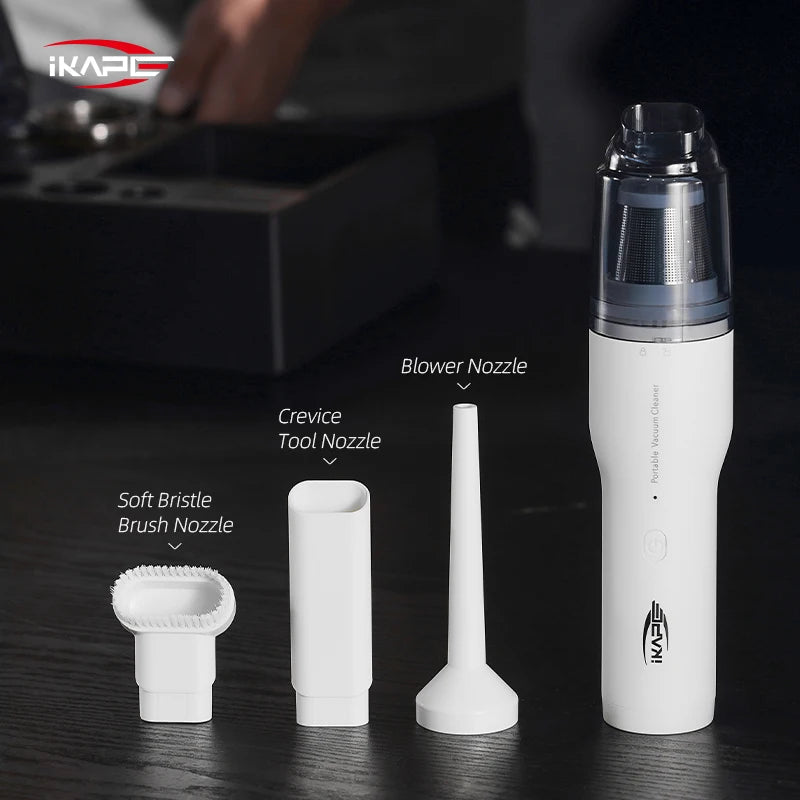 IKAPE Coffee Grounds Vacuum For Bar/Car/Desktop Portable Wireless Handheld Barista Cleaner With 13Kpa Powerful Suction&Blower Car Mobile World