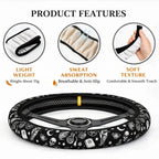 [Anti-Slip Car Protector] 15 Inch Universal Skull And Moon Steering Wheel Cover 1pc All-Season Anti-Slip Durable Car Protector,