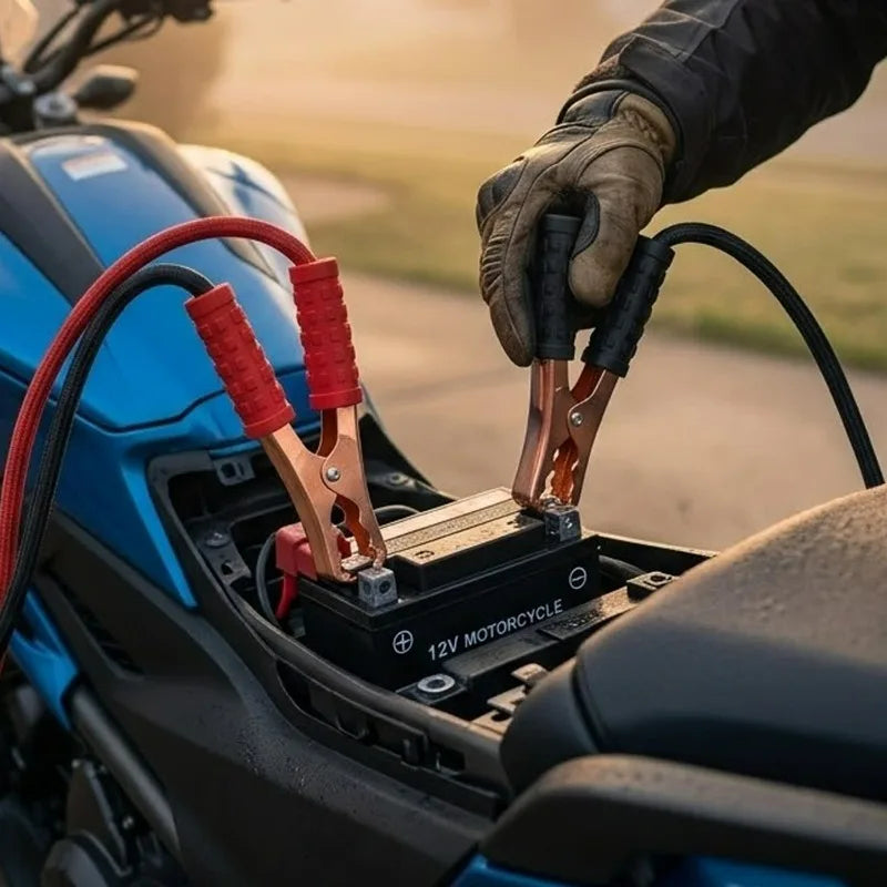 Motorcycle Jumper Cables Aluminum Coated Copper Portable Battery Booster Cables Emergency Jump Start Kit for Motorcycle ATV CM World