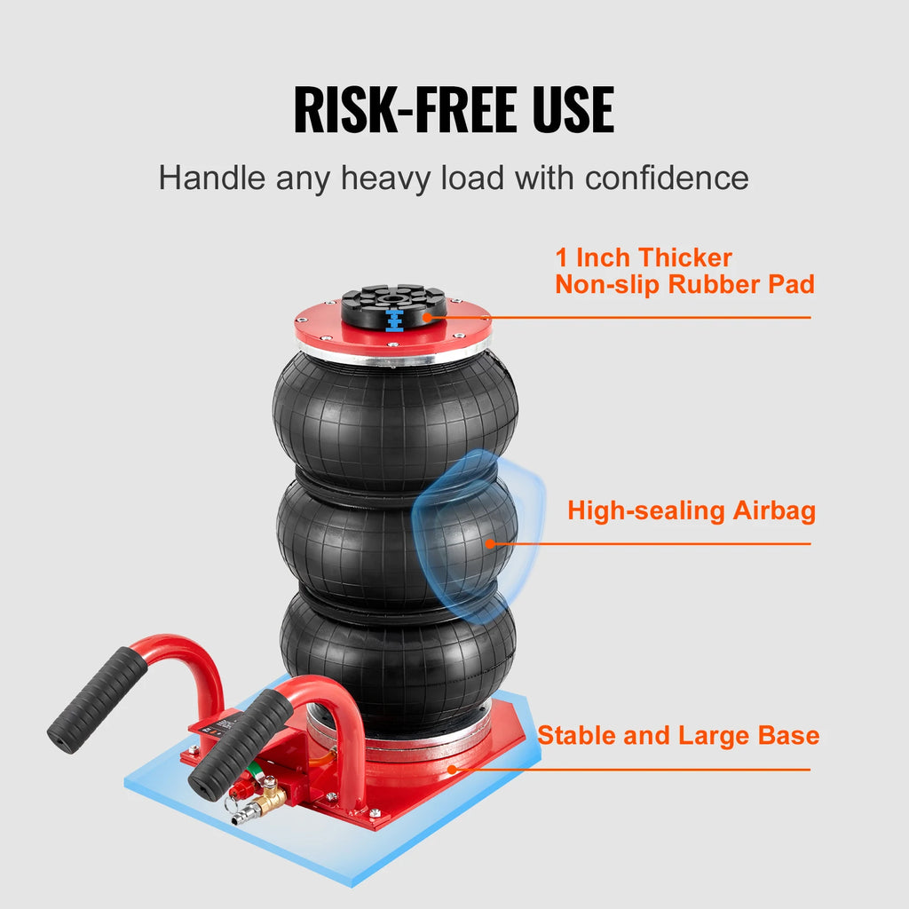 SucceBuy Triple Bag Air Jack 3 Ton (6600 lbs) Capacity Portable Pneumatic Car Jacks Heavy Duty & Quick Lifting for Garage Repair CM World