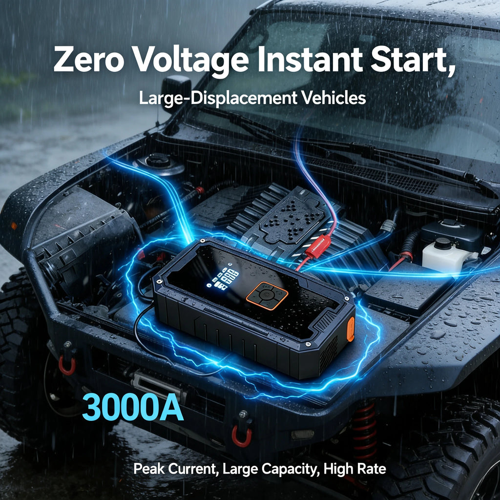 3000A Car Jump Starter 99800mAh Portable Battery Booster Air Compressor 12V Auto Emergency Start Power Bank With LED Light