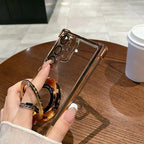Transparent Plating Magnetic Stand Case For Samsung Galaxy S26 S25 S24 S23 Ultra Plus For Magsafe Four Corners Anti Drop Cover