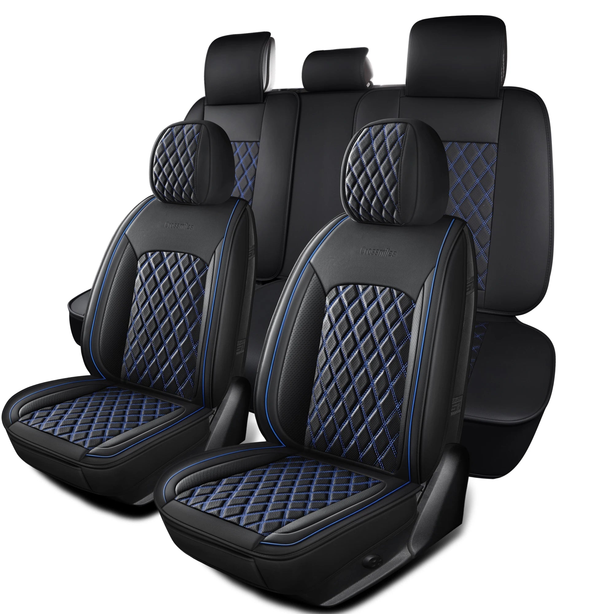 Leather 5pcs Car Seat Cover Protector Seat Waterproof Automotive Seat Covers Full Sets Breathable Universal Fit Full Seats Cover CM World