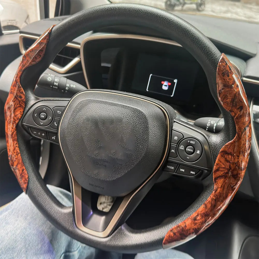 D-shaped,Round Car Steering Wheel Cover Peach Wood Grain Retro Style Modified Steering Wheel Styling Anti-slip Accessories 2025 CM World