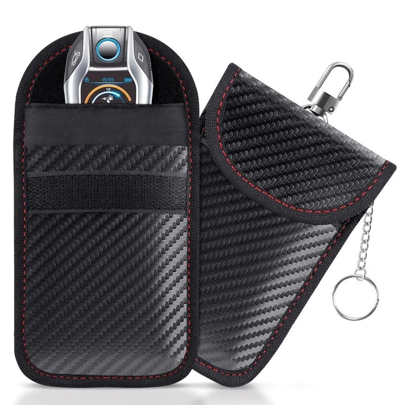 Faraday Bag for Key Fob Cage Protector Car RFID Signal Blocking Key Fob Protector Anti-Theft Pouch Double-Layers of Carbon Fiber CM World