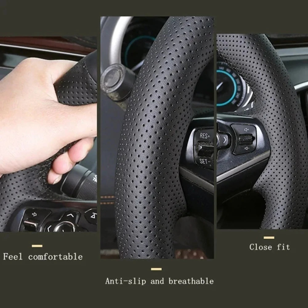 Customized DIY Car Steering Wheel Cover For Seat Leon Alhambra Toledo 2011 2010 2012 Leather Braid For Steering Wheel CM World