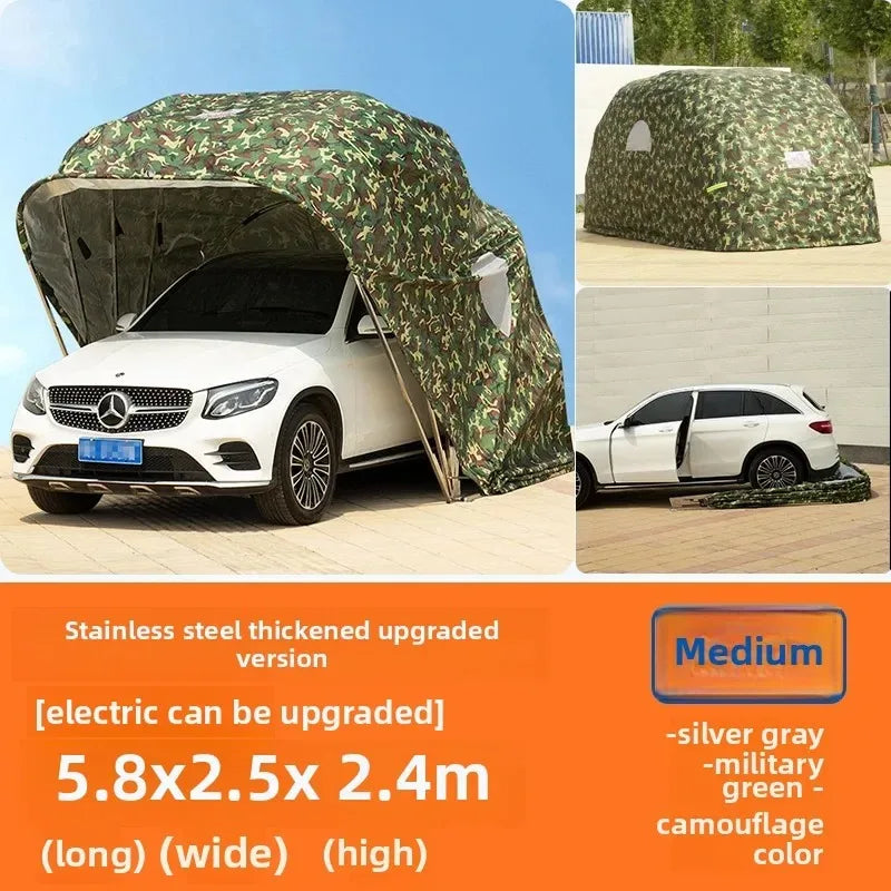 Any Size Custom Fully Automatic Folding Carport Waterproof Sunshade Mobile Garage Outdoor Parking Shelter Durable Oxford Fabric