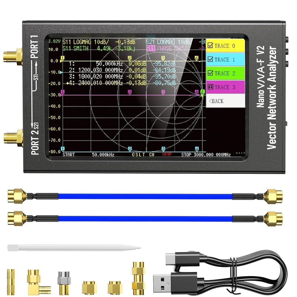 NanoVNA-F V2 Vector Network Analyzer 50KHz-3GHz Antenna Analyzer Ham Radio HF VHF UHF 4.3inch screen 5000mAh Battery Measuring CM World