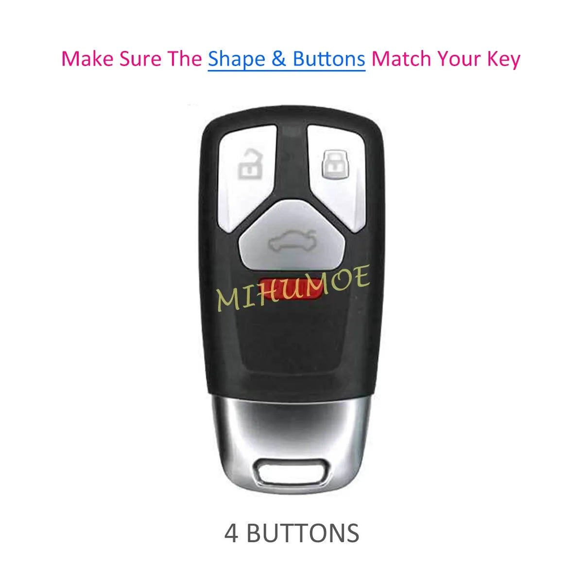 Remote 4 Buttons Key Case Keychain Shell Fob For Audi Q5 Q7 TT A4 B9 A5 S4 S5 SQ5 TT 2021 2022 2023 Silicone Key Holder Cover CM World