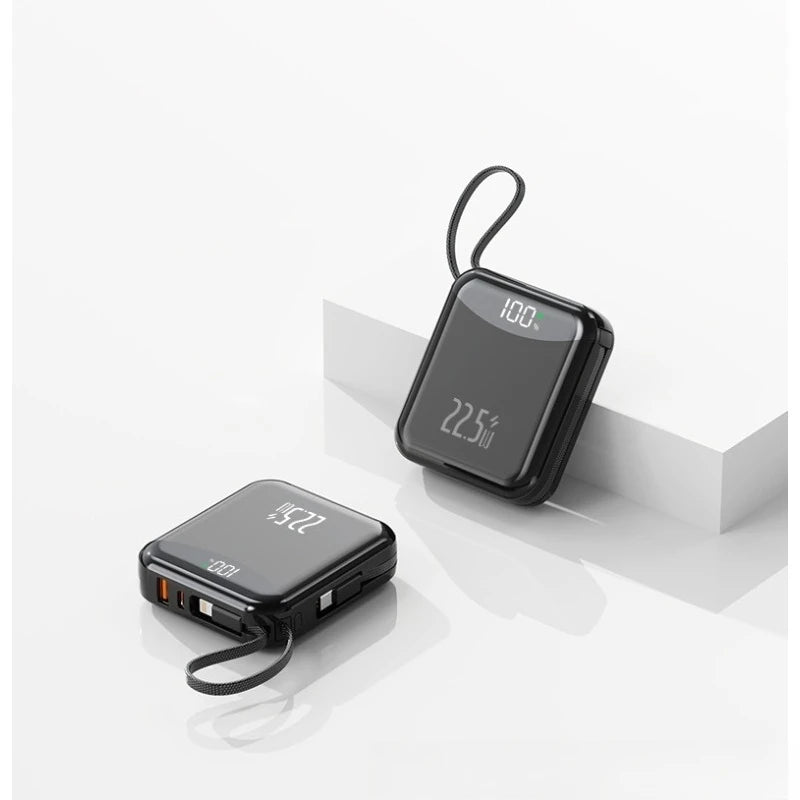 22.5W Super Fast Charging Power Bank with Built-in Cable 20000mAh Portable Ultra-Thin and Mini Car Mobile World