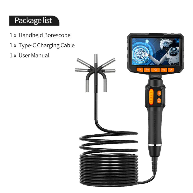Articulating Borescope Camera 4.3 Inch 1080P HD Automotive Endoscopic Camera With IP67 3.9mm & 6mm Probe For Auto Repair Pipe