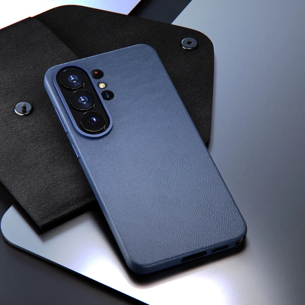 Luxury Genuine Leather Case for Samsung Galaxy S26 Ultra S26+ S26 5G Strong Magnetic Cover Soft Touch Shockproof Hard Back Shell Car Mobile World