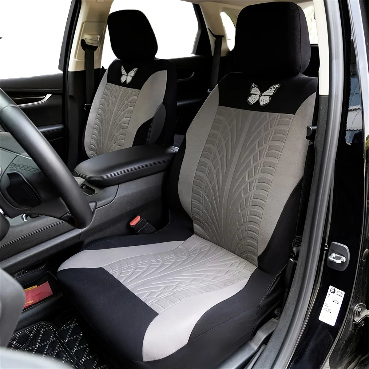 Car Seat Cover Full Set, Universal Butterfly Pattern Embroidery Auto Seat Cover Set CM World