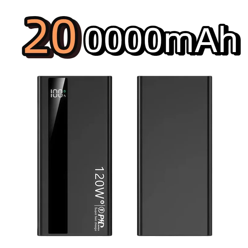 For  Xiaomi 120W 200000mAh High Capacity Power Bank Super Fast Charging Portable External Battery Power Bank For Iphone Samsung Car Mobile World