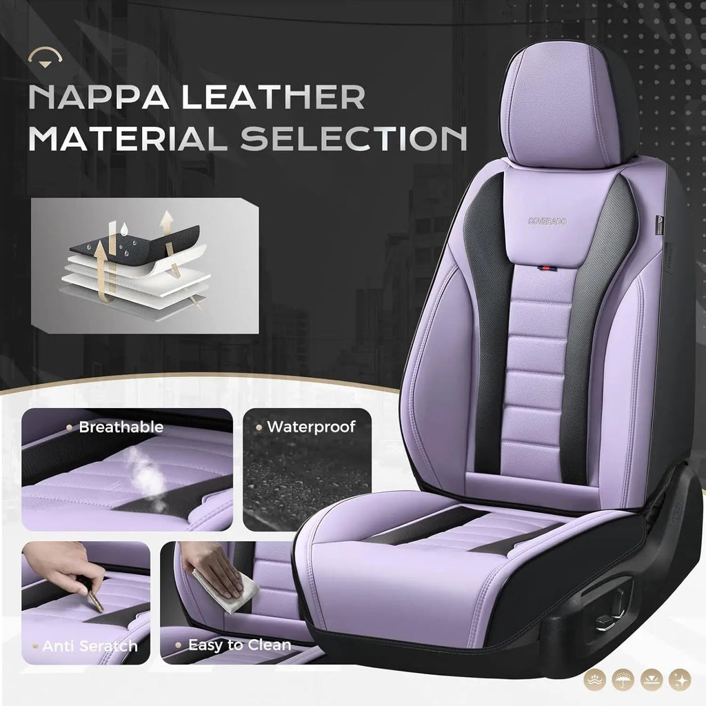 Universal Waterproof Leather Car Seat Covers Full Set, Front and Back Protectors for Most Vehicles CM World