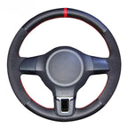 DIY Black Genuine Leather Suede Car Steering Wheel Cover for Volkswagen Golf 6 Mk6 VW Polo Jetta MK5 Sagitar Bora Santana CM World