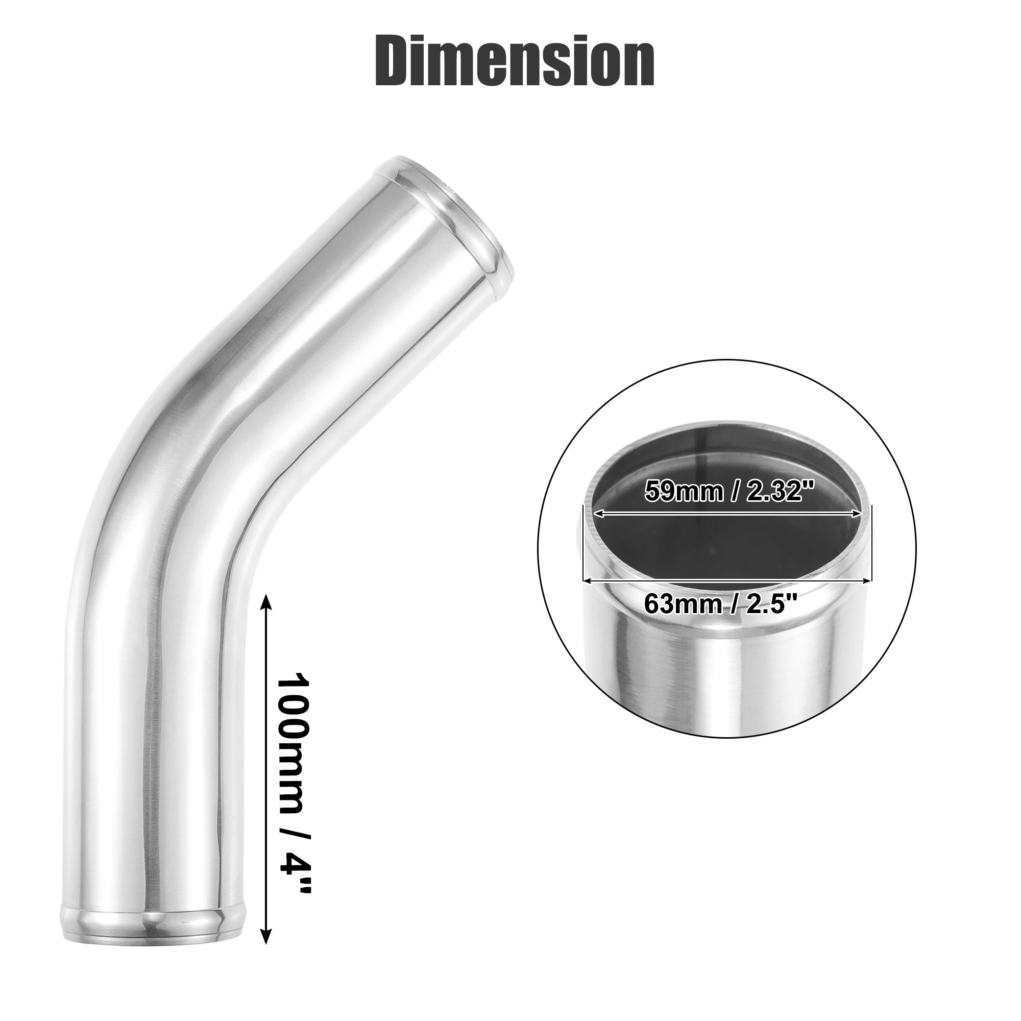 UXCELL 45 Degree OD 32-102mm Leg Length 100mm Car Aluminum Alloy Tube Intercooler Bend Elbow Pipe Air Intake Joiners Tubing CM World