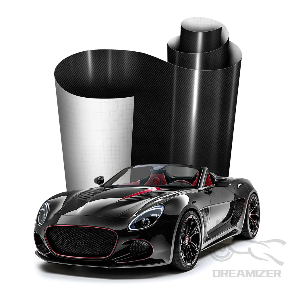 20X5FT High Glossy Black Carbon Fiber Car Wrap Vinyl Film Self Adhesive Auto Decal Bubble Car Body Film Vinyl Wrap Decals Car Mobile World