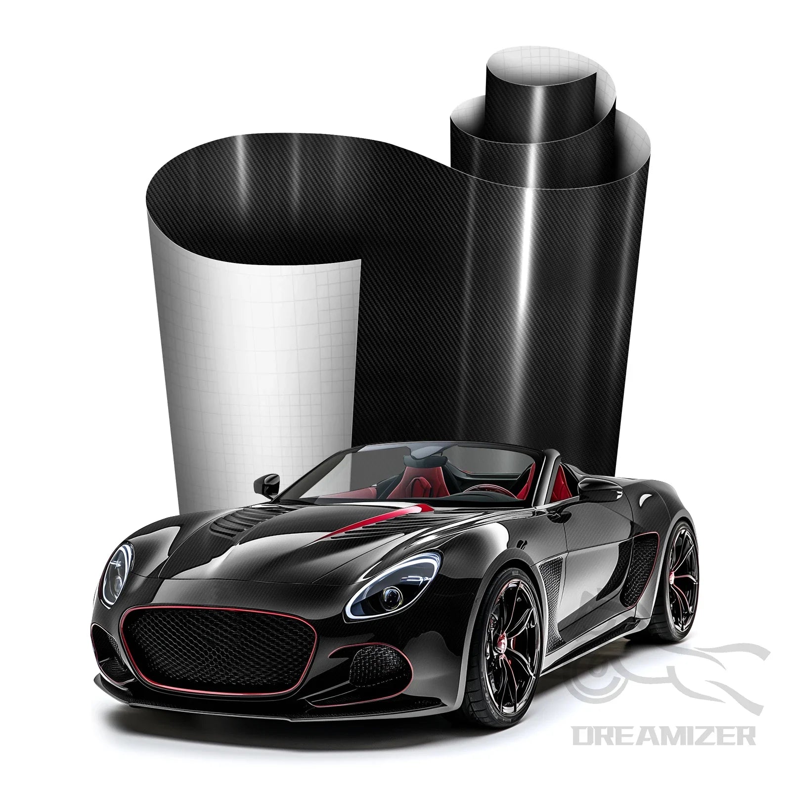 20X5FT High Glossy Black Carbon Fiber Car Wrap Vinyl Film Self Adhesive Auto Decal Bubble Car Body Film Vinyl Wrap Decals Car Mobile World