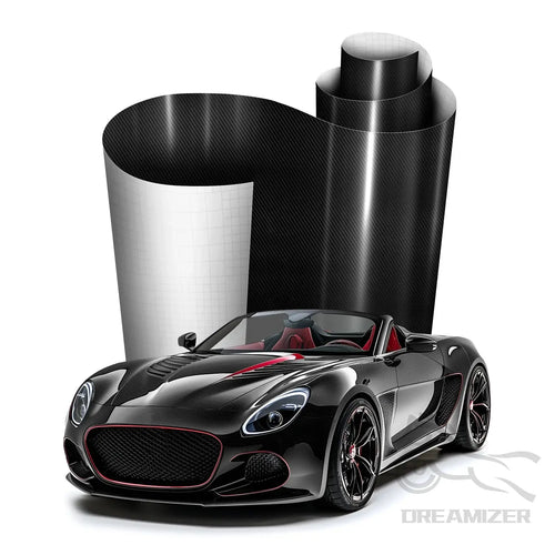 20X5FT High Glossy Black Carbon Fiber Car Wrap Vinyl Film Self Adhesive Auto Decal Bubble Car Body Film Vinyl Wrap Decals Car Mobile World