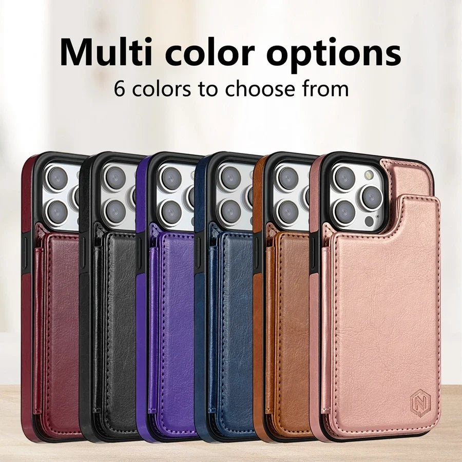 Wallet RFID Blocking Layer Protect Anti-Theft Magnetic Leather Case For iPhone 16e 16 Pro Max 15 Plus 14 13 12 11 SE2 XS XR 8 7