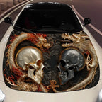 Twin Skull Dragon Charm Car Vinyl Wrap, PVC Material Waterproof Car Hood Sticker, Self-Adhesive Scratch-Resistant Stickers for E
