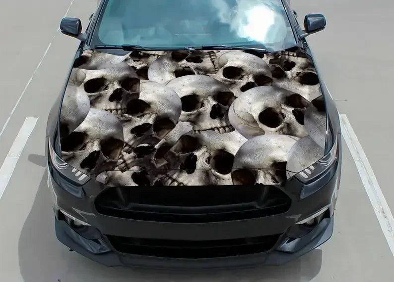 Car Hood Decal, Skull, Wrap Decal, Vinyl Sticker, Graphic, Truck Decal, Truck Graphic, Bonnet Decals, F150, CUSTOM, Fit Any Cars