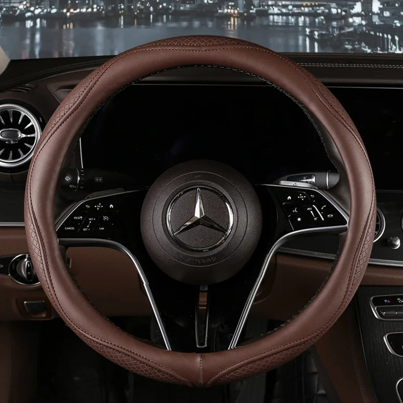 Car Anti-Slip Leather Steering Wheel Cover Universal Car Steering Wheel Protective Cover Fashion Style 38cm Sport Style Cool CM World