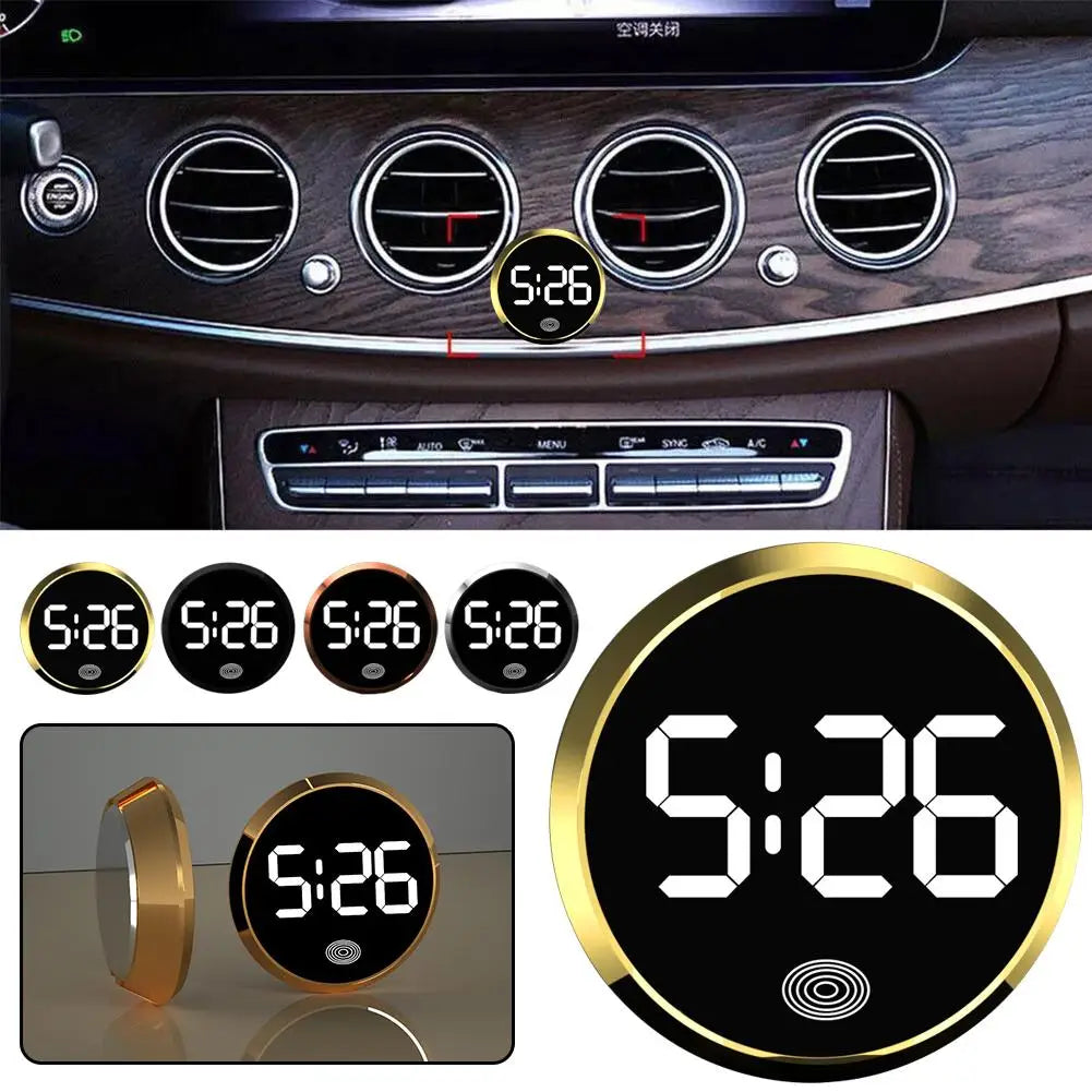 Car Luminous LED Digital Clock Touch Type Electronic Watch Vehicle Car Supplies Stick-On Mini Clocks Cars Accessories ﻿