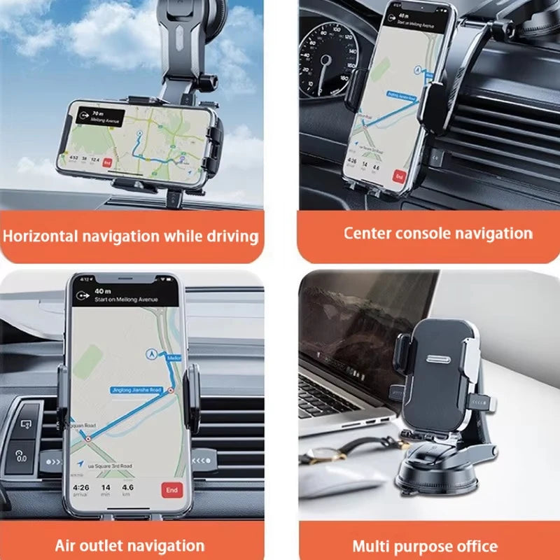 Universal Suction Cup Car Phone Holder Strong Vacuum Dashboard Windshield Desk Phone Stand 360Degree Rotatable Auto Gravity Lock