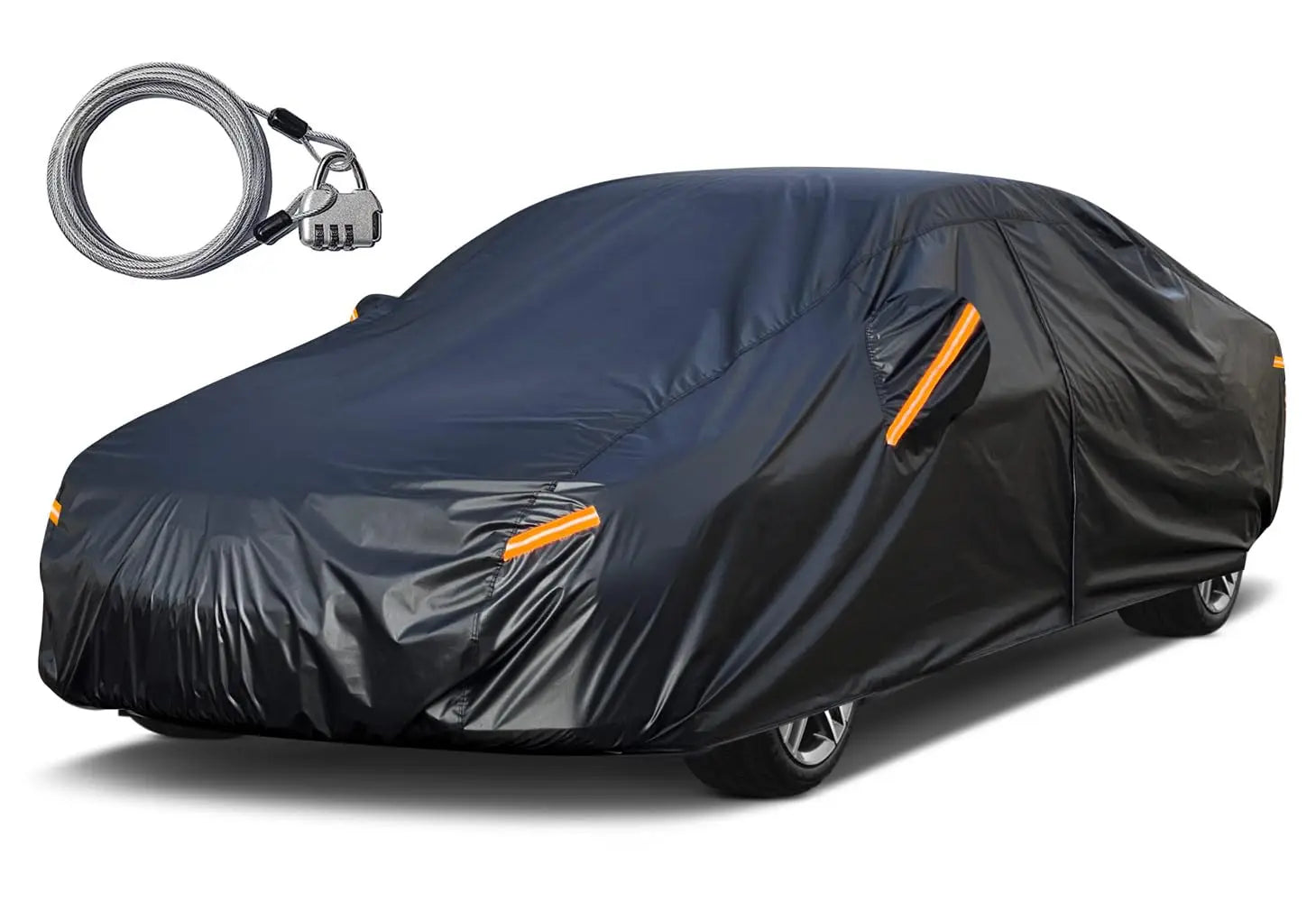 Kayme 210T Lock Zipper Car Cover Waterproof All Weather Sun Uv Rain Protection Outdoor Universal Fit SUV/Sedans/Hatchbacks Car Mobile World