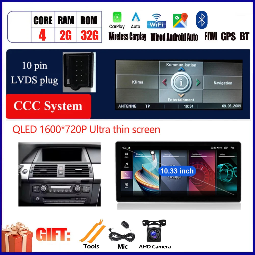 Car Accessories For BMW X5 E70 X6 E71 2008 - 2013 QLED 4G DSP Carplay Android Auto Car Radio Multimedia Player GPS Navi BT WiFi CM World