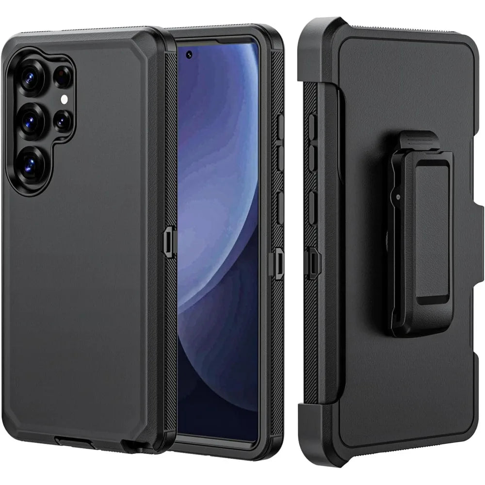 3IN1 OTT Heavy Duty Rugged Box Phone Case For Samsung Galaxy S26 S25 S24 S23 Plus Ultra Shockproof Armor Protect Cover with Clip