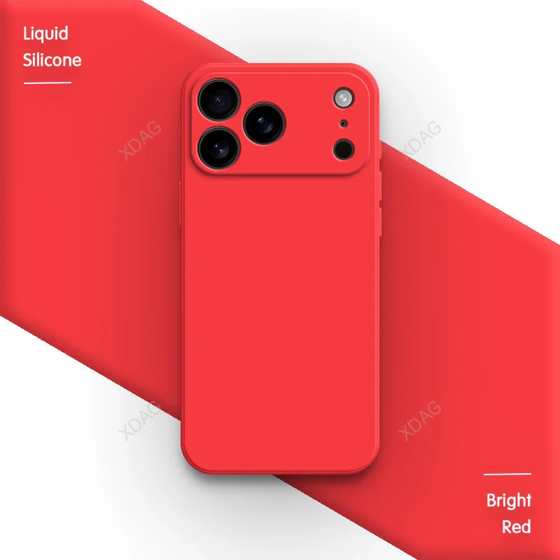 Liquid Silicone Original Phone Case for iPhone 17 Pro Max Air 17Pro 17Max 5G Straight Edge Lens Protection Soft Basic Back Cover Car Mobile World