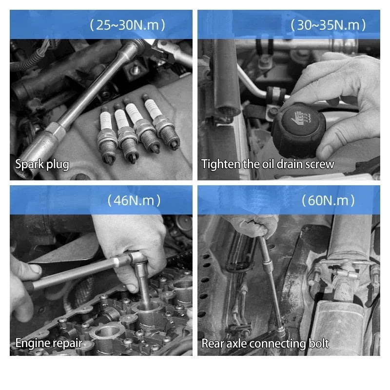 3/8" 10-60N.m Torque Wrench Ultra-Thin Magnetic Car Spark Plug Special Removal Tool Adjustable Manual Spanner Accessories