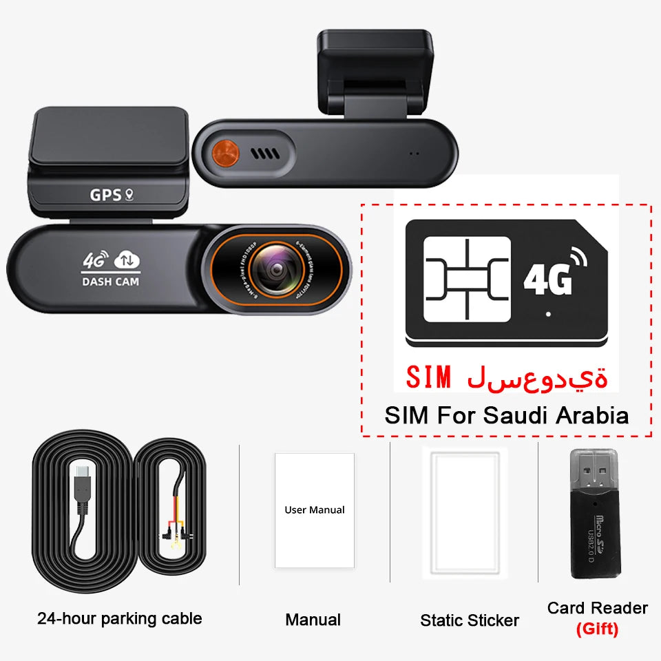 4G LTE Dash Cam Remote Real-Time Monitoring Car Security Camera Supports Cloud Storage Night Vision GPS Car DVR